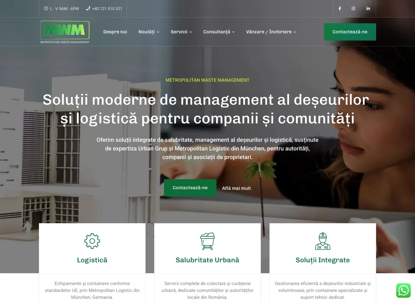 Pagina principală live Metropolitan Waste Management despre logistică și managementul deșeurilor